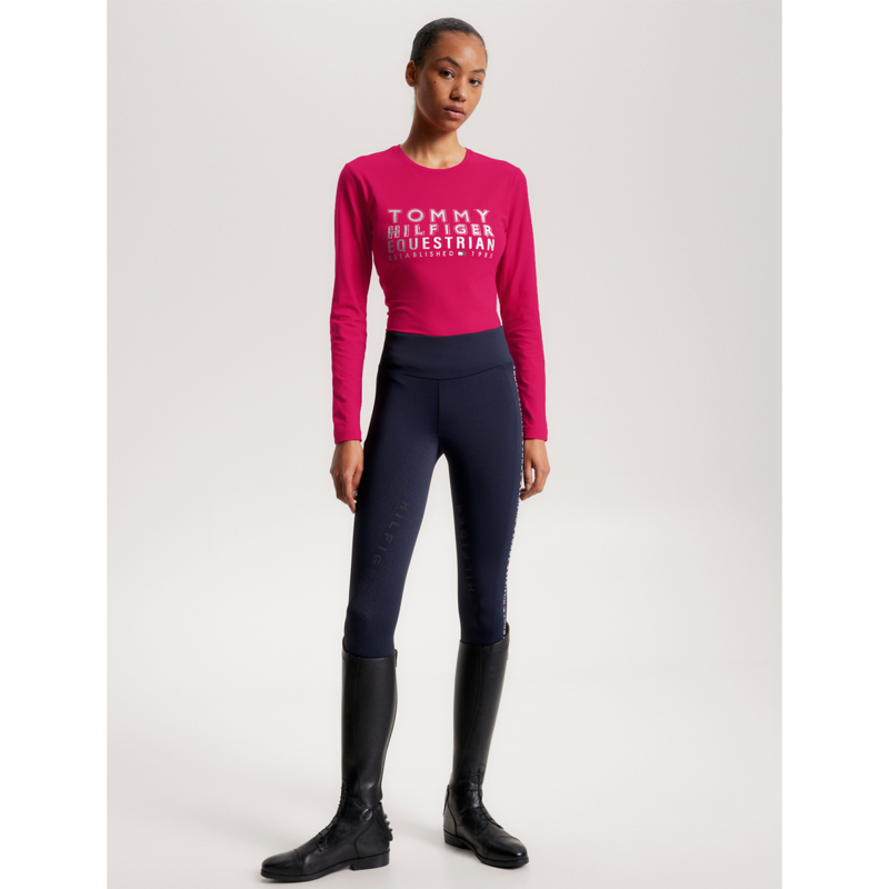 Tommy Hilfiger Women's Paris Studded Logo Long Sleeve T-Shirt - Cherry-6